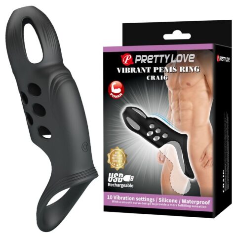 Craig anneau pénis vibrant rechargeable noir — PRETTY LOVE, vue 10