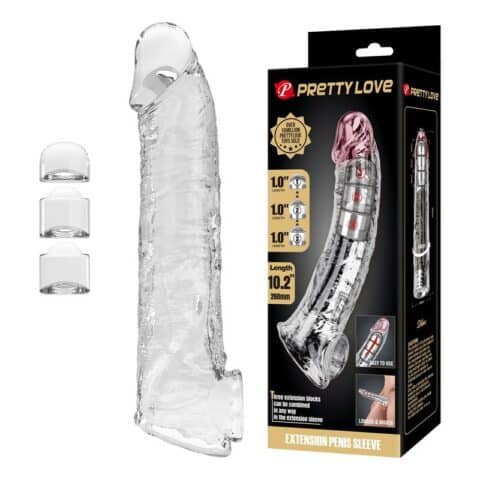 Manchon d'extension de pénis ajustable 26 CM Ø 4 CM transparent — PRETTY LOVE