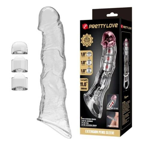 Manchon d'extension pénienne ajustable 28 CM Ø 4,5 CM transparent — PRETTY LOVE