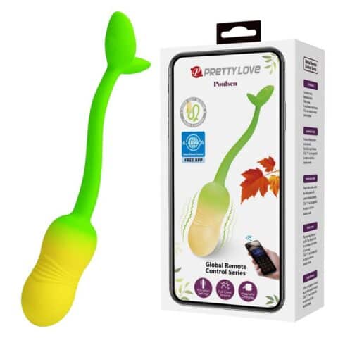 Å'uf vibrant contrã”lable par application pulsen 12 fonctions rechargeable par USB vert-jaune