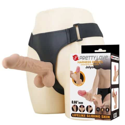 Harnais jolyon avec godemichet flexible 22 CM Ø 4,8 CM naturel