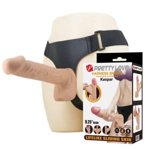 Harnais kaspar avec godemichet flexible 21 CM Ø 5 CM naturel