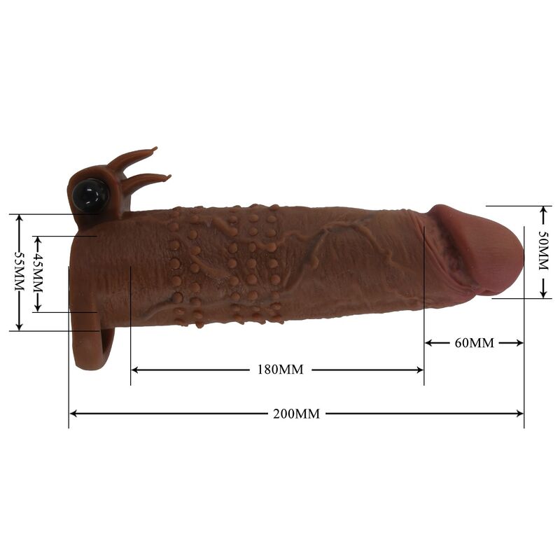 Manchon vibrant pour pénis quillon 20 CM Ø 4 CM marron — PRETTY LOVE, vue 8