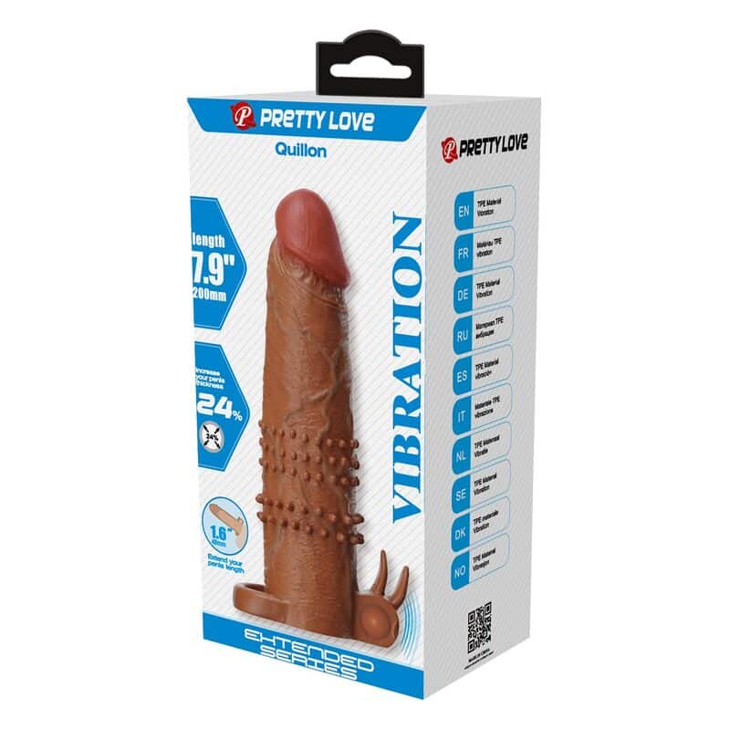 Manchon vibrant pour pénis quillon 20 CM Ø 4 CM marron — PRETTY LOVE, vue 3