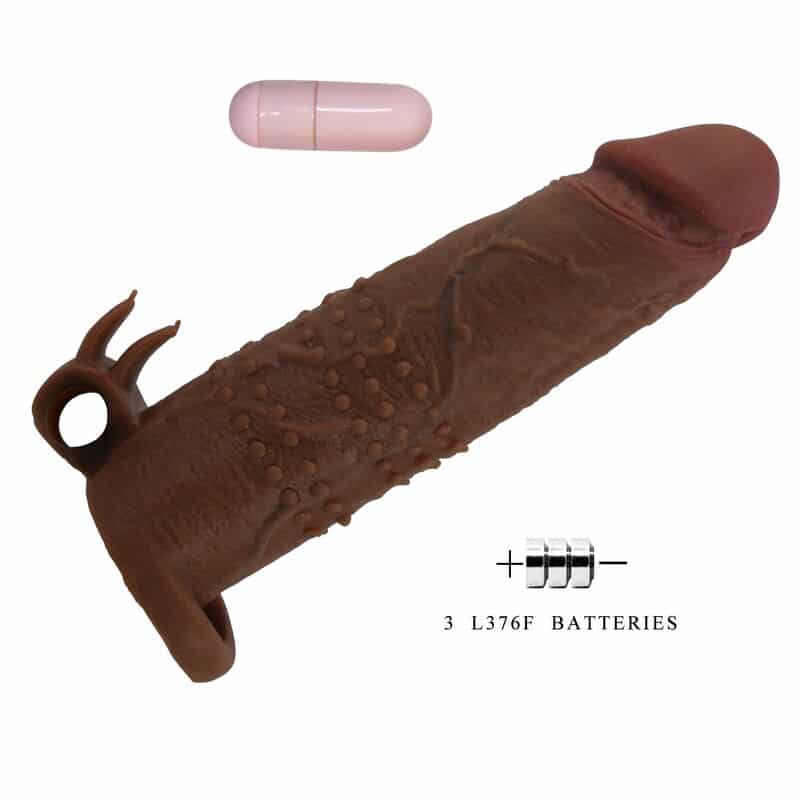 Manchon vibrant pour pénis quillon 20 CM Ø 4 CM marron — PRETTY LOVE, vue 7
