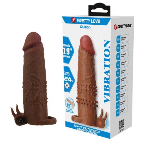 Manchon vibrant pour pénis quillon 20 CM Ø 4 CM marron
