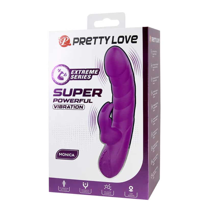 Monica vibrateur rechargeable à double stimulation point G et clitorial violet — PRETTY LOVE, vue 3