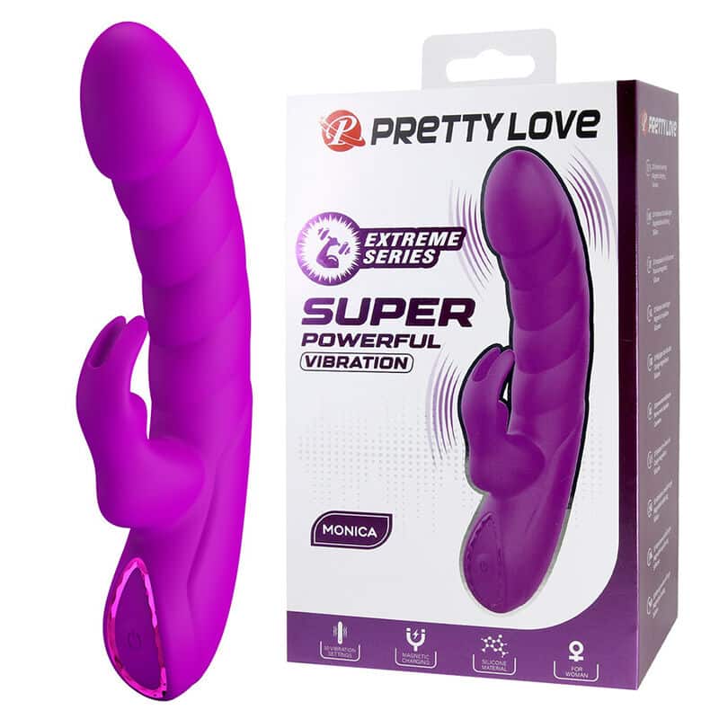 Monica vibrateur rechargeable à double stimulation point G et clitorial violet — PRETTY LOVE