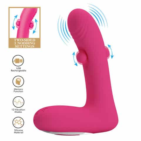 Duden vibrateur en silicone rechargeable 12 modes de vibration et 3 modes de bascule rose