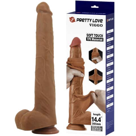 Viggo godemichet réaliste doux au toucher 36,5 CM marron — PRETTY LOVE