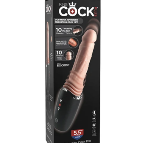 King cock plus - godemichet en silicone professionnel avec accélérateur, vibration et lumière chauffante 12,7 CM