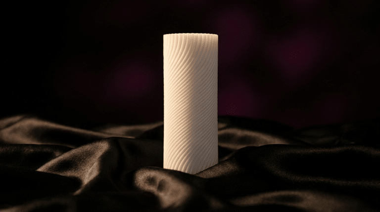 TENGA Extase Sculptée Zen 3D, masturbateur design posé sur de la soie noire