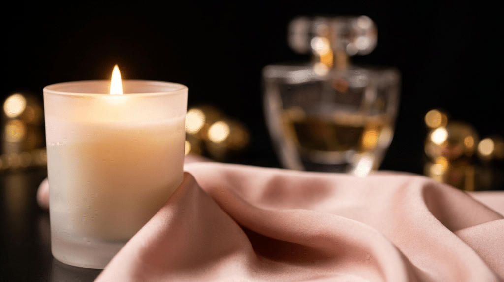 Parfum aux phéromones, ambiance séduction rose poudré et or