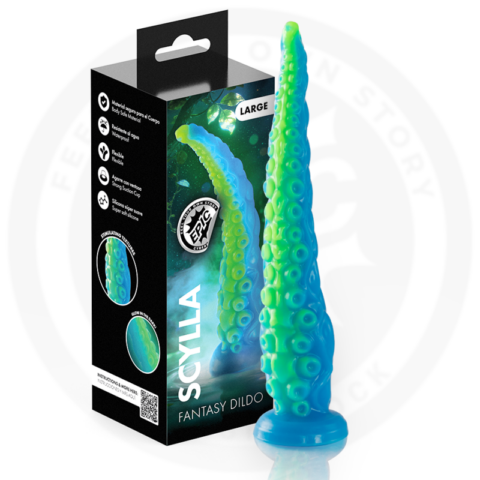 Epic - scylla godemichet à tentacules fines fluorescentes grande taille