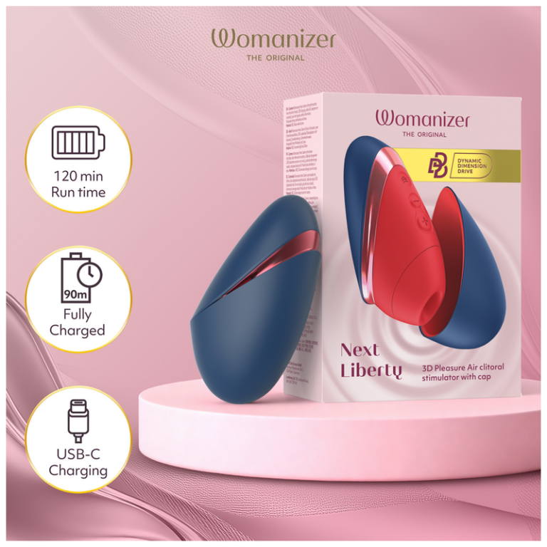 Womanizer - next liberty 3D pleasure AIR stimulateur clitorial bleu/rouge, vue 8