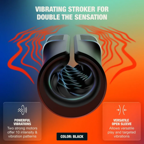 Arcwave - zing stroker masculin vibrant à double moteur noir, vue 3
