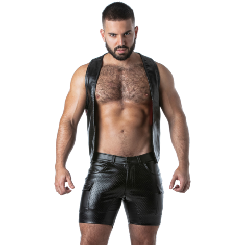 Locker gear - punch hole leatherette gilet rouge S