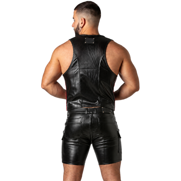 Locker gear - punch hole leatherette gilet rouge XL, vue 4