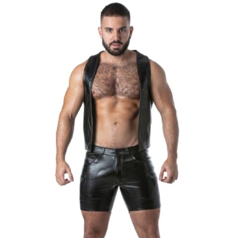 Locker gear - punch hole leatherette gilet noir S
