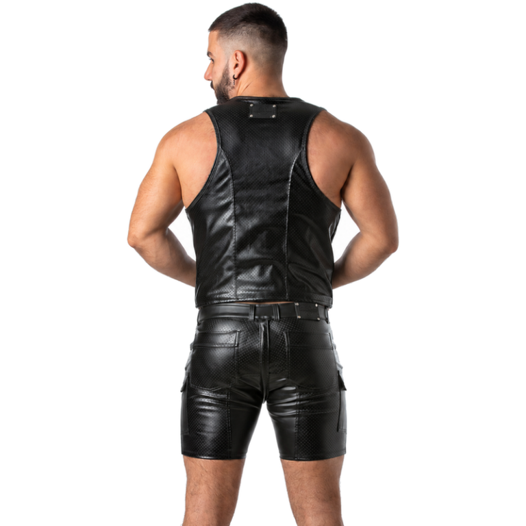 Locker gear - punch hole leatherette gilet noir XL, vue 4