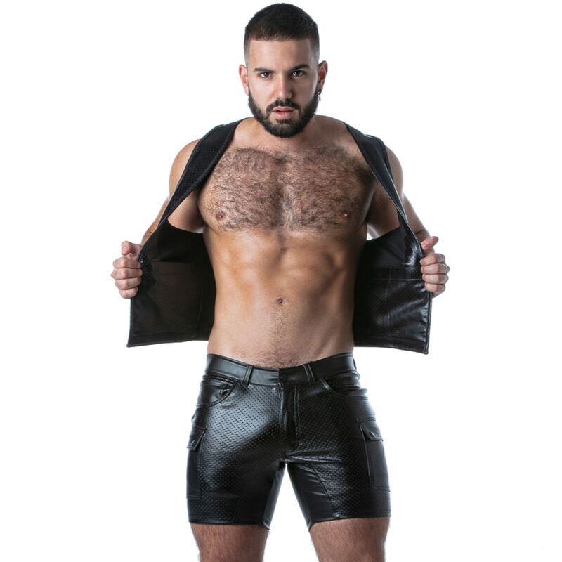 Locker gear - punch hole leatherette gilet noir XL, vue 2