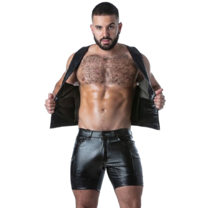 Locker gear - punch hole leatherette gilet kaki M, vue 2