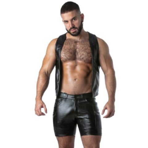 Locker gear - punch hole leatherette gilet kaki S