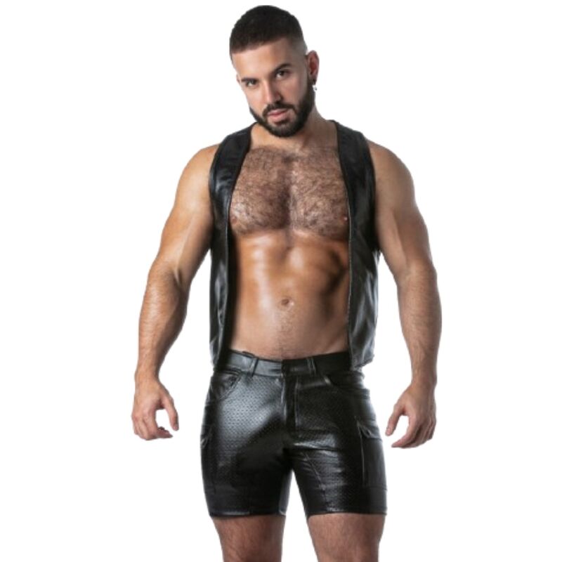 Locker gear - punch hole leatherette gilet kaki XL