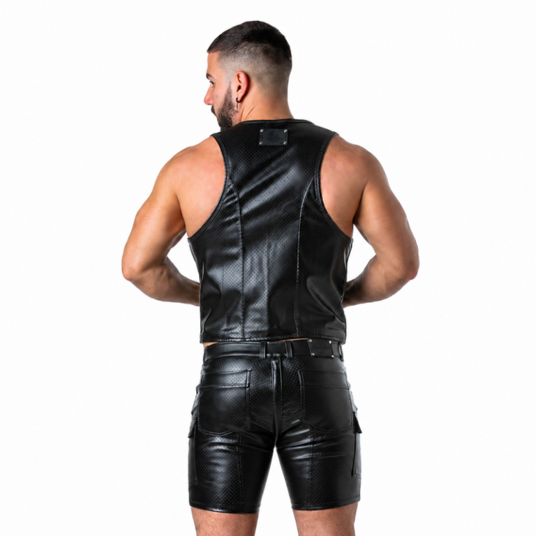 Locker gear - punch hole leatherette gilet kaki XL, vue 4