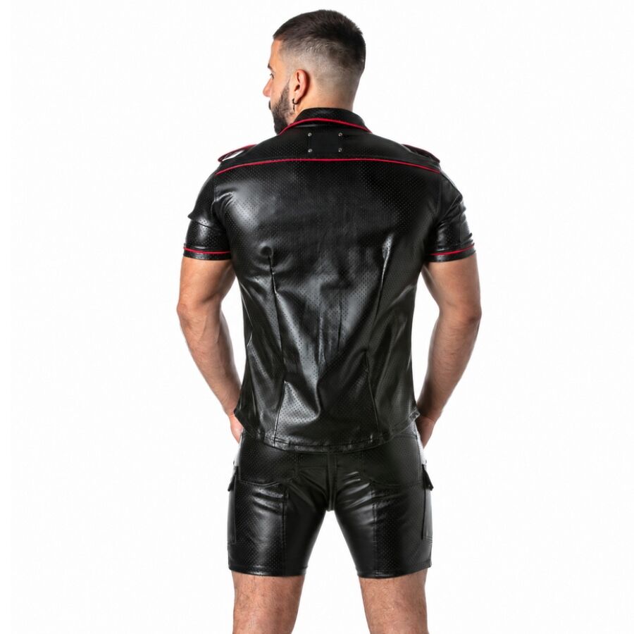 Locker gear - punch hole leatherette chemise rouge L, vue 3