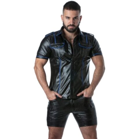 Locker gear - punch hole leatherette chemise bleu L