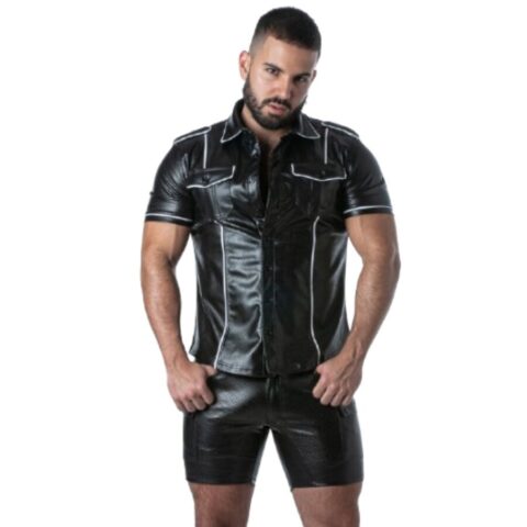 Locker gear - punch hole leatherette chemise blanc L