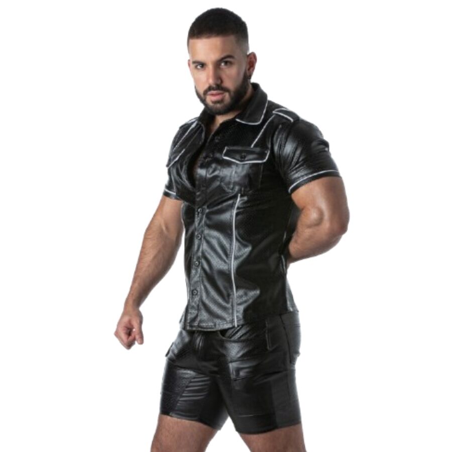 Locker gear - punch hole leatherette chemise blanc XL, vue 3