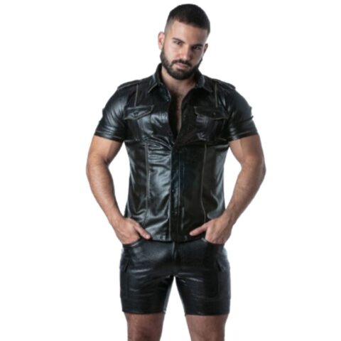 Locker gear - punch hole leatherette chemise kaki S