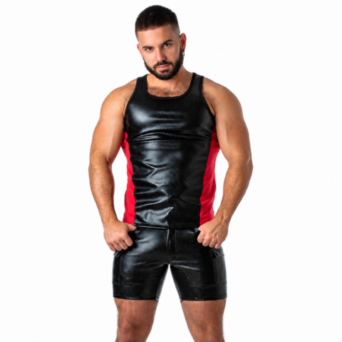 Locker gear - punch hole leatherette débardeur rouge M