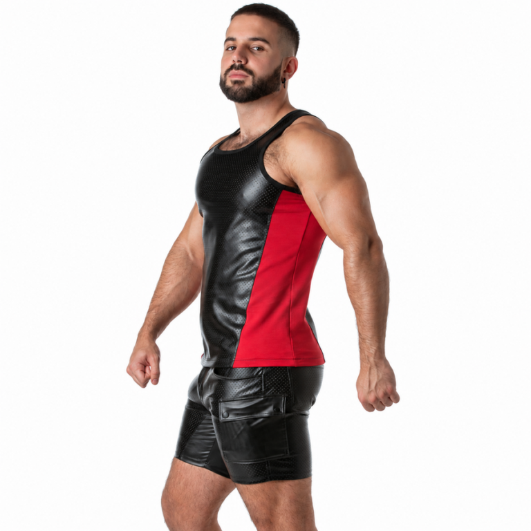 Locker gear - punch hole leatherette débardeur rouge L, vue 2