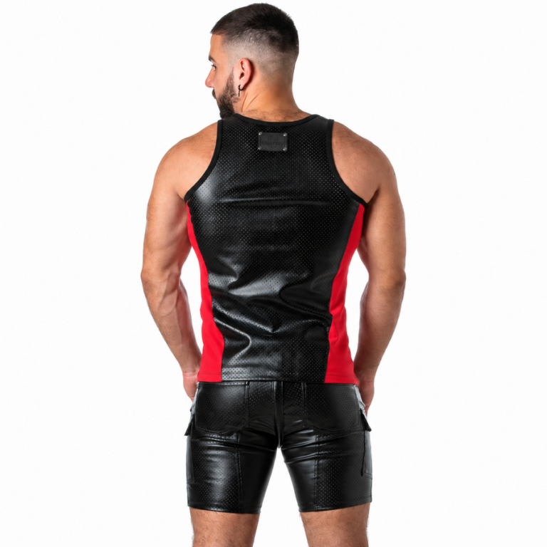 Locker gear - punch hole leatherette débardeur rouge XL, vue 3