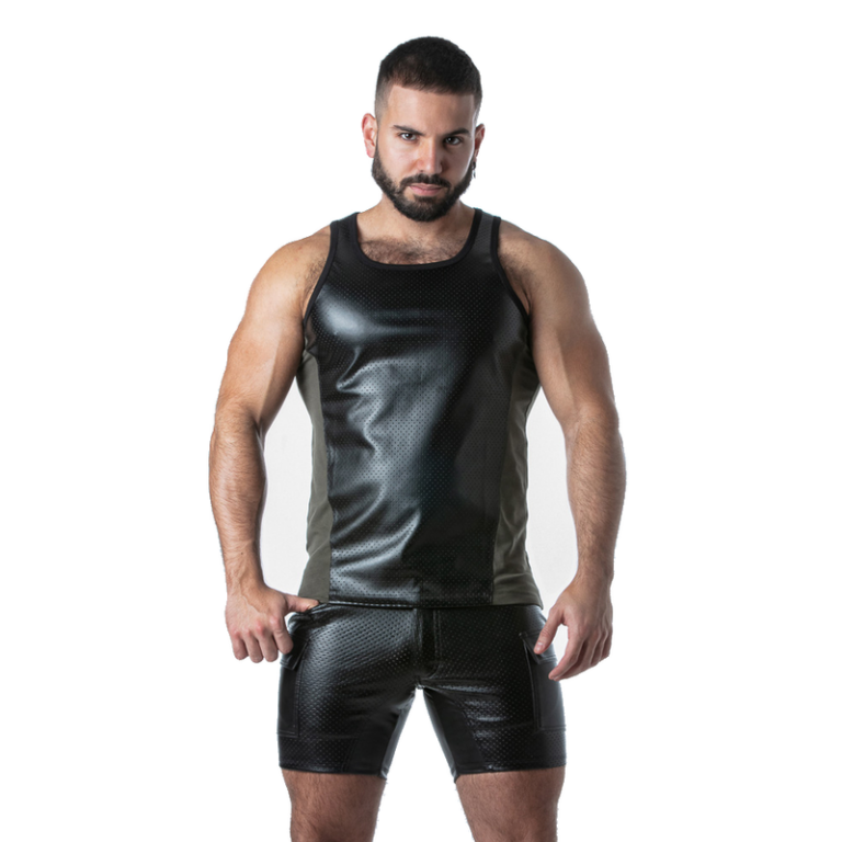Locker gear - punch hole leatherette débardeur kaki M